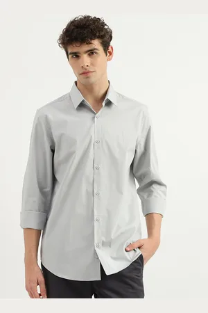 Benetton Cotton Spread Collar Slim Fit Curved Formal Shirt