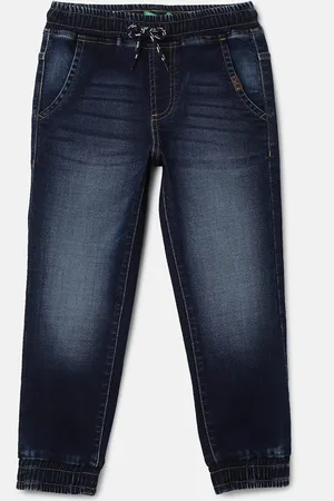 Benetton Boys Mid-Rise Jogger Fit Heavy Fade Jeans