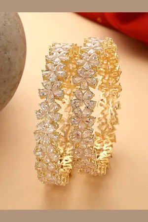 karatcart Set Of 2 Gold Plated American Diamond Studded Bangles