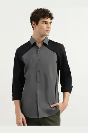 Benetton Slim Fit Colourblocked Spread Collar Long Sleeves Formal Shirt