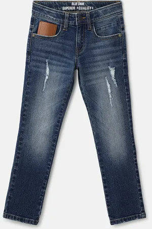 Benetton Boys Slim Fit Mid Rise Mildly Distressed Light Fade Cotton Jeans
