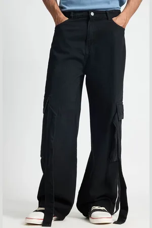 FREAKINS Men Relaxed Fit High-Rise Clean Look Cotton Cargos Jeans