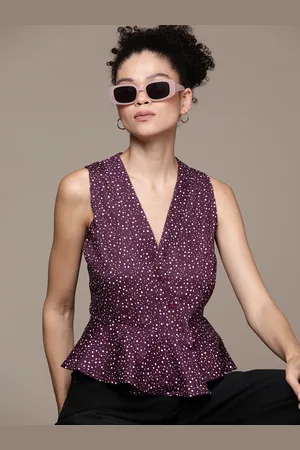 Roadster Polka Dot Print Peplum Top