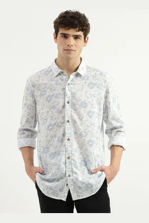 Benetton Slim Fit Floral Printed Spread Collar Long Sleeves Casual Shirt