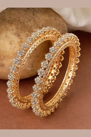 karatcart Set Of 2 Gold-Plated AD-Studded Bangles
