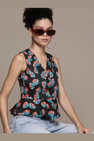 Roadster Tropical Print Peplum Top