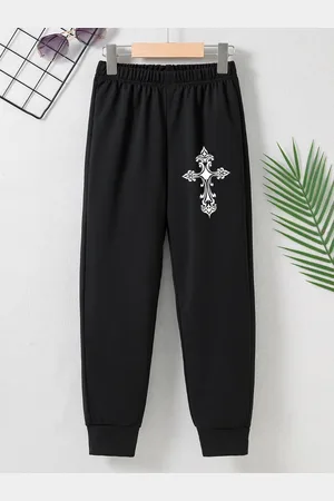 Stylecast Girls Black Graphic Printed Mid Rise Joggers