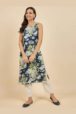 Azira Floral Printed Pure Cotton Straight Kurta