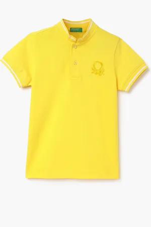 Benetton Boys Mandarin Collar Short Sleeves Regular Fit T-shirt