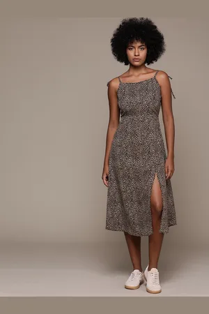 Roadster Abstract Print Crepe A-Line Midi Dress