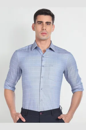 Arrow Slim Fit Windowpane Checks Spread Collar Long Sleeve Pocket Cotton Formal Shirt