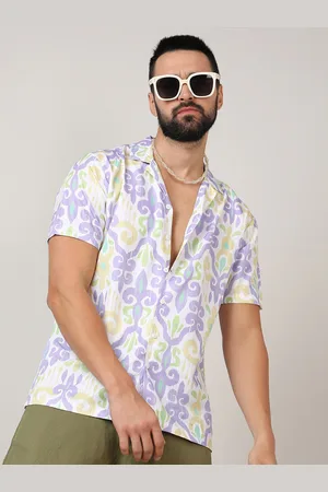 Campus White Classic Ethnic Motifs Printed Cuban Collar Cotton Casual Shirt