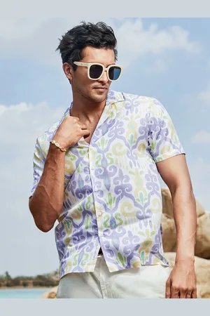 Campus Classic Ethnic Motifs Printed Cuban Collar Cotton Shirt