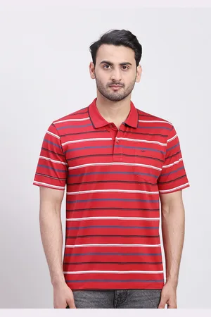 ColorPlus Striped Polo Collar Short Sleeves T-shirt