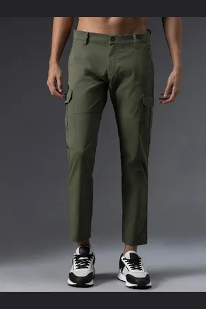 High Star Men Relaxed Mid-Rise Cotton Cargos Trousers