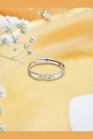 Zavya Men Rhodium-Plated 925 Sterling Silver Finger Ring