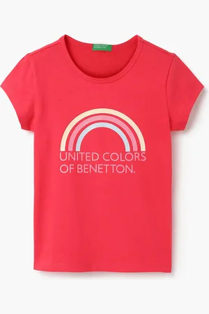 Benetton Girls Typography Printed Pure Cotton T-shirt