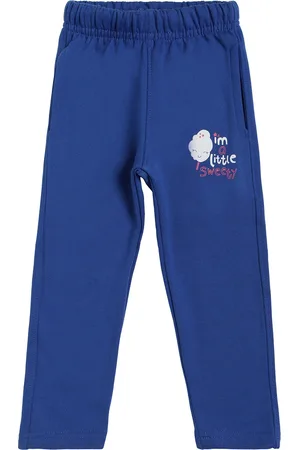 DYCA Girls Blue Printed Regular-fit Cotton Track Pants