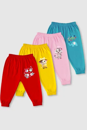 BAESD Infants Pack Of 4 Printed Cotton Mid Rise Joggers