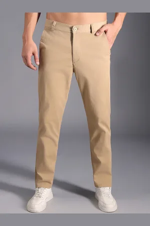 High Star Men Relaxed Straight Leg Mid-Rise Chinos Trousers
