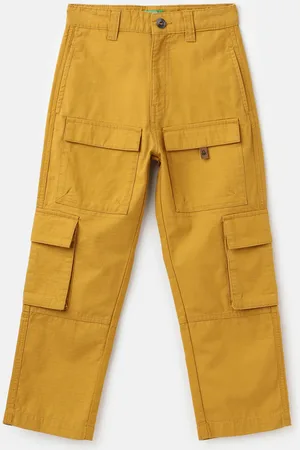 Benetton Boys Mid Rise Pure Cotton Cargos Trousers