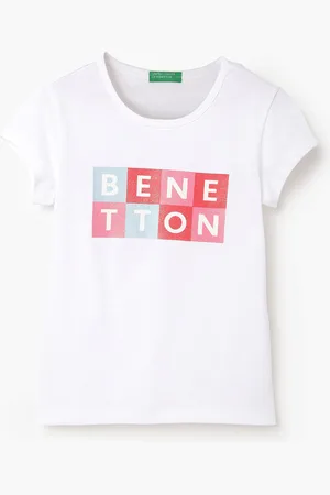 Benetton Girls Typography Printed Pure Cotton T-shirt