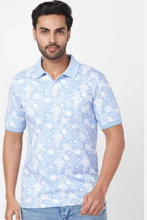 Park Avenue Floral Printed Polo Collar Cotton Slim Fit T-shirt
