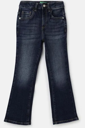 Benetton Girls Mid-Rise Bootcut Heavy Fade Jeans