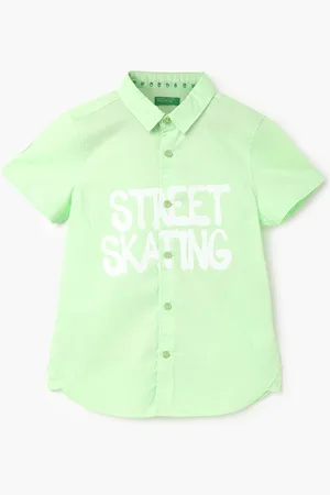 Benetton Boys Typography Printed Opaque Cotton Casual Shirt
