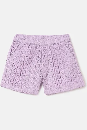 Benetton Girls Floral Self Design Mid-Rise Shorts