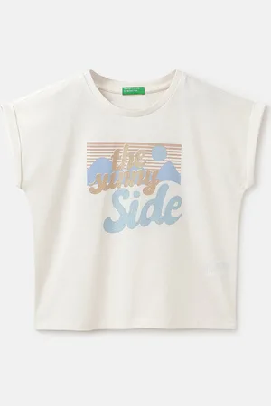 Benetton Girls Printed Round Neck Short Sleeves Pure Cotton T-shirt