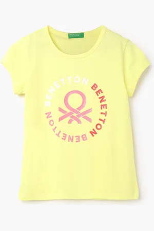 Benetton Girls Typography Printed Pure Cotton T-shirt