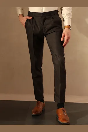 DENNISON Men Tapered Fit Checked Pleated Trousers