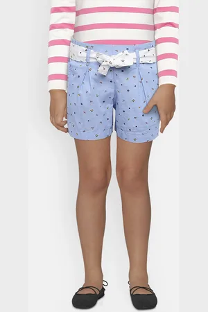 Benetton Girls Blue Printed Regular Fit Shorts