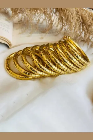 PRASUB Gold Plated Trending Spiral Bangle Bracelet