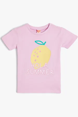 Koton Girls Printed Round Neck Short Sleeves Cotton T-shirt