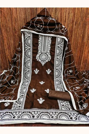 Lilots Ethnic Motifs Embridered Unstitched Dress Material