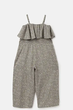 Benetton Girls Printed Cotton Basic Jumpsuit