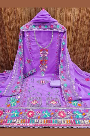 Lilots Floral Embroidered Thread Work Unstitched Dress Material