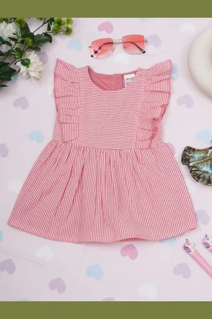 Creative Girls Striped Ruffled Cotton Fit & Flare Dress