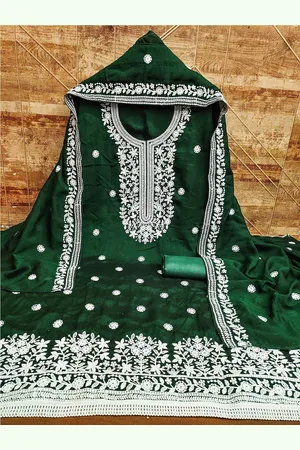 Lilots Floral Embroidered Thread Work Unstitched Dress Material