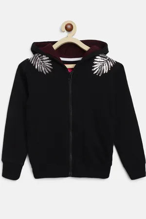 TALES & STORIES Girls Hooded Cotton Front-Open Sweatshirt