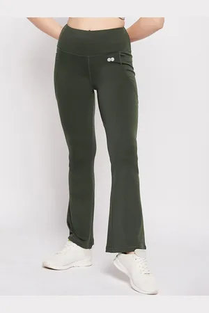Clovia Green Women Comfort Fit Flared Yoga Pants