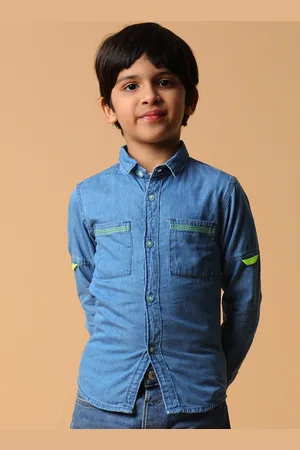TALES & STORIES Boys Regular Fit Long Sleeves Spread Collar Cotton Casual Shirt