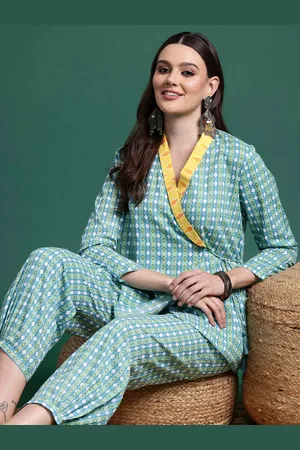 Sangria Printed Wrap Ethnic Pure Cotton Co-Ords
