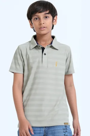 STELLERS Boys Striped Polo Collar Applique T-shirt