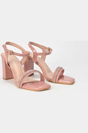 Scentra Embellished Open Toe Block Heels