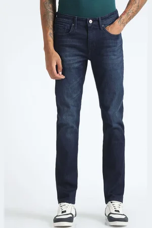 Flying Machine Men Straight Fit Clean Look Light Fade Stretchable Jeans