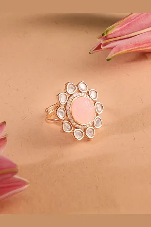 Ami Rose Gold Plated CZ Studded Floral Shape Ring