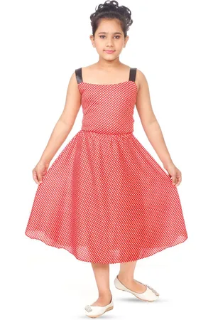 BAESD Girls Polka Dot Print Fit & Flare Midi Dress